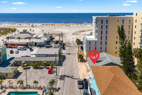A beautiful view of the Gulf of Mexico and the surrounding coastal neighborhood.