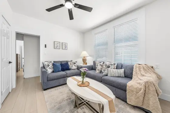 Stretch out and unwind in the spacious living room after a fun-filled day at the beach.