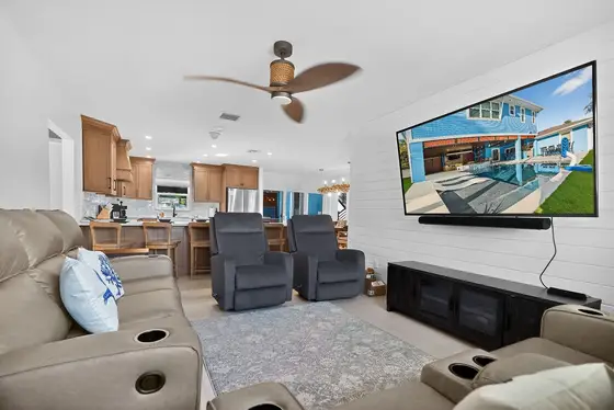 Designed with comfort in mind, the spacious living room is perfect for movie nights and family time.