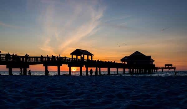 sunset pier 60 on clearwater beach, florida