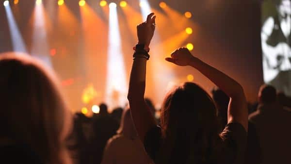 sexy woman enjoy cool live music concert