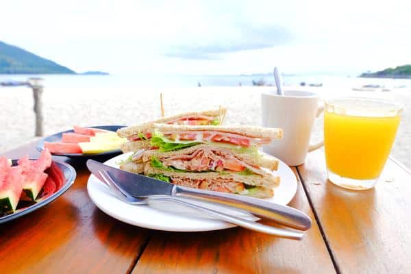 tuna sandwiches breakfast on the beach