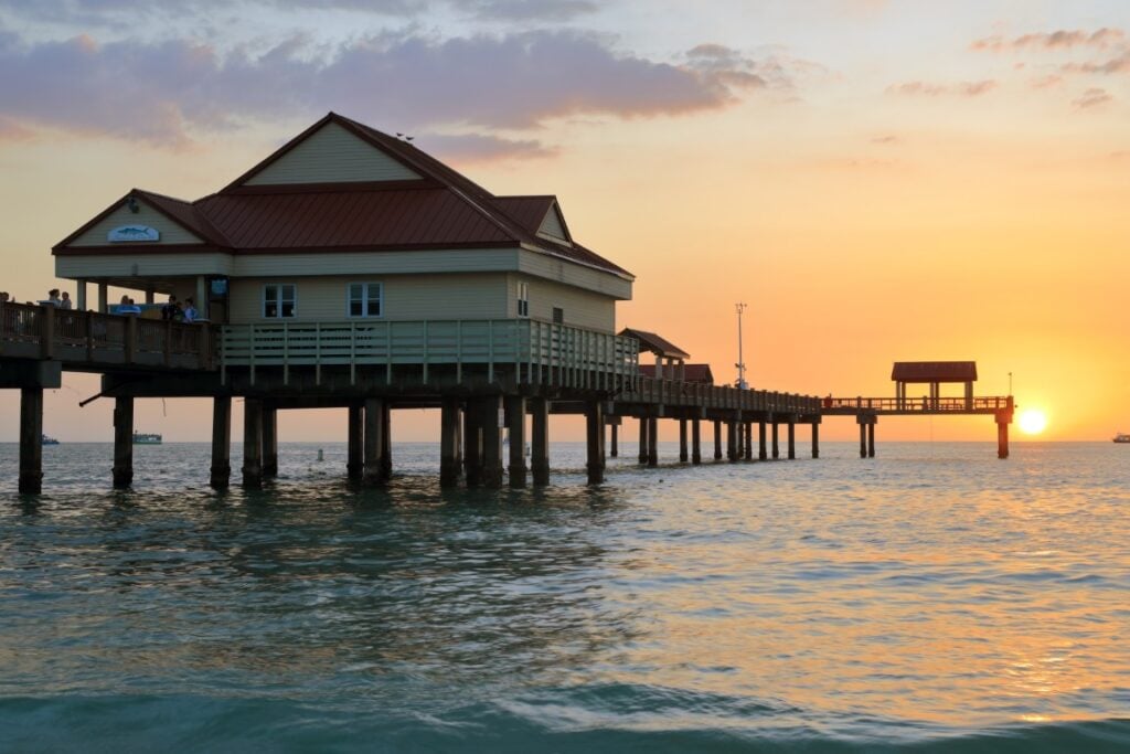 shutterstock pier 60 sunset sunny orange stays