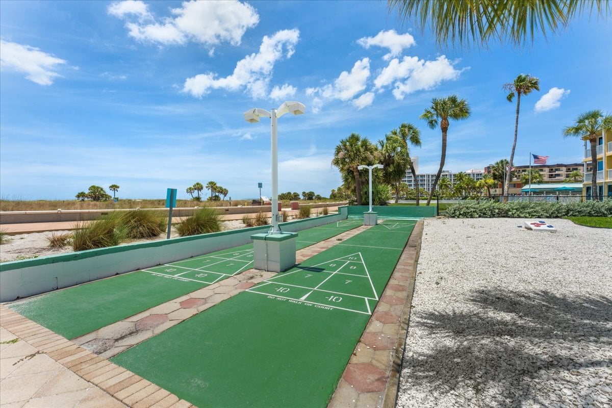 Enjoy a classic Florida shuffleboard game right outside your door, surrounded by beautiful tropical scenery and endless sunshine.