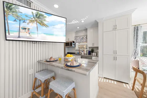 Enjoy peaceful views of the Intracoastal waterway from the comfort of the living room—an ideal